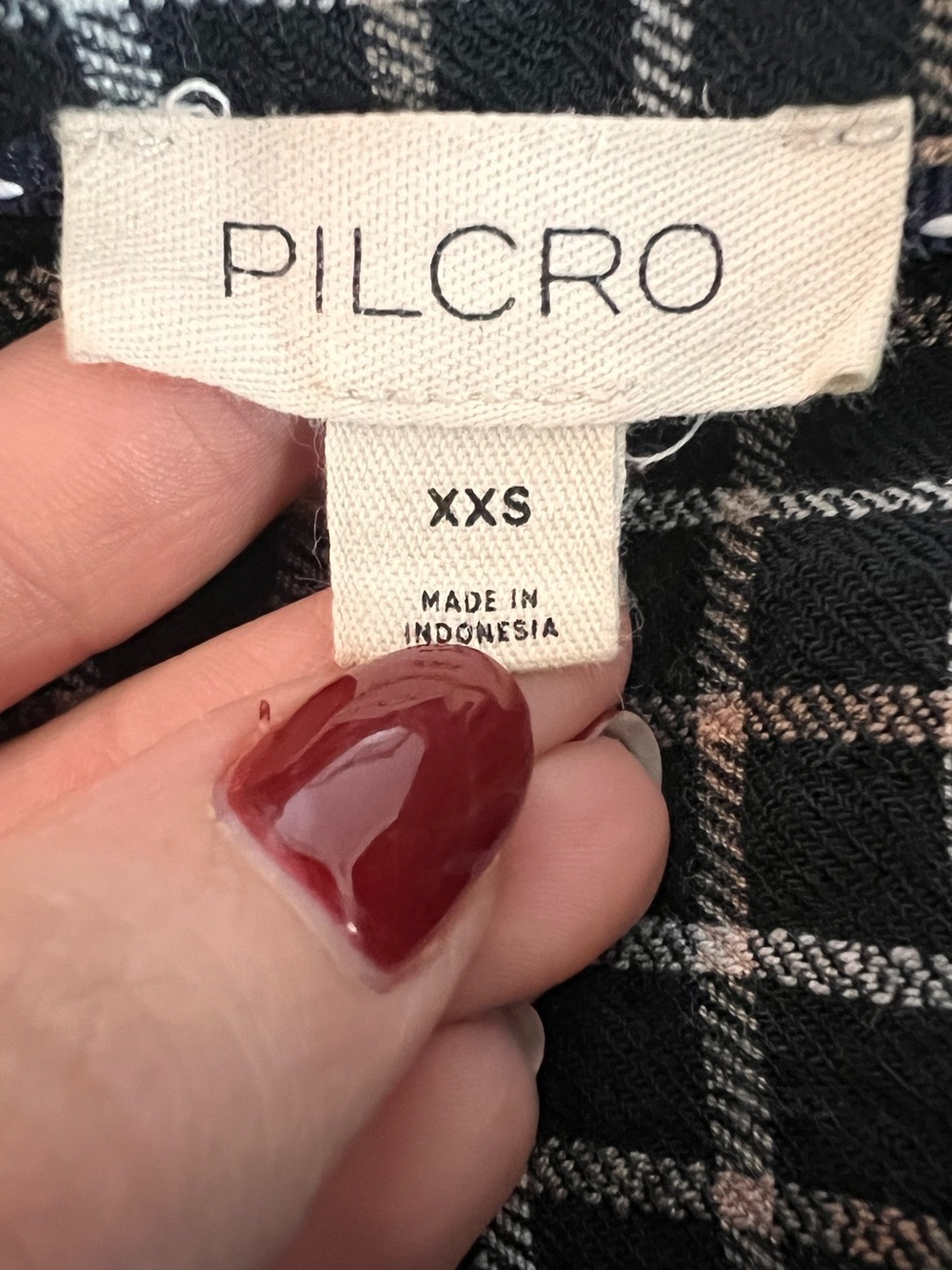 Anthropologie Pilcro Hadley Relaxed Plaid Black Windowpane Button-Up Shirt - Picture 5 of 7